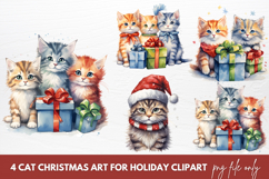 Cat Christmas Cat Art for Holiday Clipart Sublimation Product Image 1