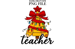 Teacher Christmas png design for T-shirts Product Image 1