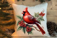 Christmas Cardinal Watercolor Clipart, Christmas Cardinal Product Image 4