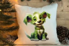 Green Christmas Dog Clipart Sublimation, Christmas Dog PNG Product Image 4