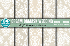 Cream Damask Wedding Digital Paper Background PNG Product Image 1
