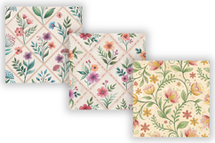 Folk Floral Seamless Patterns Bundle, Pastel Decorative Folk Product Image 4