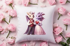 Watercolor Valentine's Day Dragon Clipart, Dragon Watercolor Product Image 4