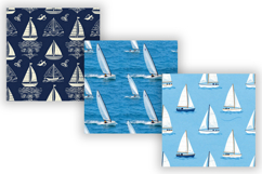 Sailboat Digital Paper Pack, Coastal Sailing Seamless Product Image 3