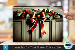 Farmhouse Mistletoe And Bow Rustic Cutting Board PNG Product Image 1