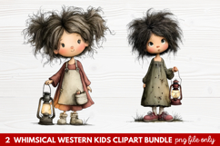 2 Whimsical Western Kids Clipart | Cute Cowboy &amp; Cowgirl PNG Product Image 1