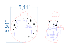 Bear Christmas Ornament SVG laser cut files for Glowforge Product Image 4