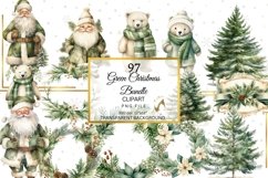 Watercolor Green Christmas Clipart PNG bundle, Cozy Green Product Image 9