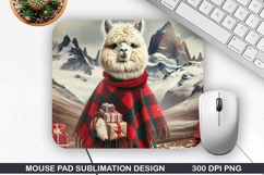 Alpaca Mouse Pad Sublimation, Christmas Mouse Pad PNG Product Image 1