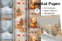 Christmas House Background Seamless Pattern Gift Wrap Product Image 1