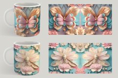 3D Butterfly Floral Mug Wrap | Sublimation Coffee Product Image 5