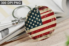 4Th Of July Flag Keychain Sublimation - Round Keychain PNG Product Image 1