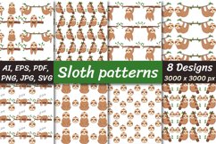 Sloth pattern backgrounds - 8 digital papers Product Image 1