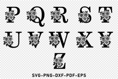 Rose Flower Monogram Letters, Monogram Font SVG Cut Files Product Image 3