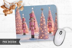 Whimsical Pink Nutcrackers with Christmas Charm Mouse Pad Product Image 1