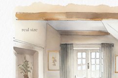 Cottagecore bedroom Watercolor Clipart PNG Product Image 4