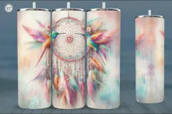 Boho Hummingbird Tumbler Sublimation, 20 oz Tumbler Wrap Product Image 4