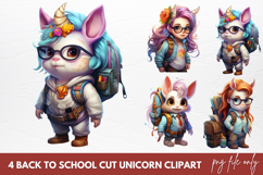 Back to School Cut Unicorn Clipart Sublimation PNG Product Image 1