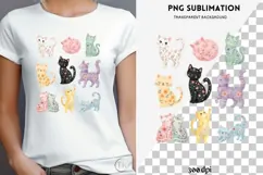 Cats with flowers png design for T-shirts Product Image 4