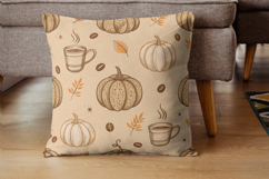Vintage Pumpkin Coffee Seamless Pattern Product Image 4