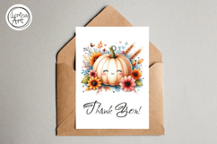 Thanksgiving Card. Printable cards. Cute Pumpkin Product Image 4