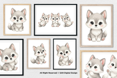 15 Bundle Watercolor Wolf Grey Nigh Animal Wildlife Kids Product Image 4