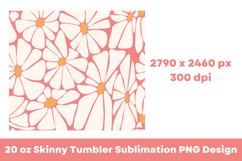 Retro Seamless Flowers Pattern 20 oz Tumbler Sublimation PNG Product Image 4
