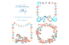 Baby boy watercolor set. Birthday. Product Image 4