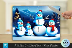 Snowman Family Names Engraved Cutting Board PNG Design Product Image 1