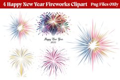 Happy New Year Fireworks Clipart PNG Product Image 1