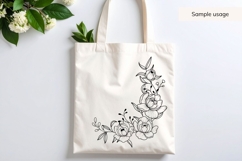 Hand Drawn Peonies Corner Border SVG Product Image 4