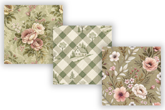 Olive Dust Toile Digital Paper Pack, Vintage Floral Toile Product Image 4