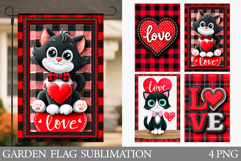 Valentines Garden Flag. Valentines Cat Garden Flag Design Product Image 1