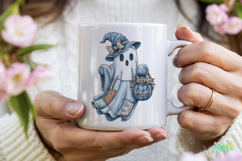 Retro Halloween Blue Denim Ghost Sublimation Clipart Product Image 3