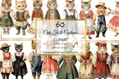 Cats in Folk Costumes Clipart, Cosplay Cats in Clothes PNG Product Image 9