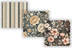 Charcoal Toile Digital Paper Pack, Vintage Floral Toile Product Image 4
