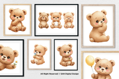 15 Bundle Watercolor Baby Bear Brown Wild Grizzly Forest Product Image 4