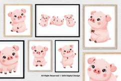 15 Bundle Watercolor Baby Pig Pink Cute Hog Farm Sticker Product Image 4