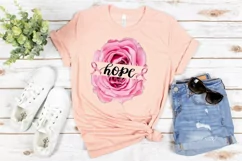 Floral Hope Png Pink Ribbon Sublimation Design Rose Flower Product Image 1