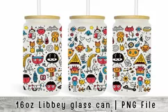 Kawaii doodle Tumbler Flower Wrap, 16oz Libbey Glass Can PNG Product Image 1