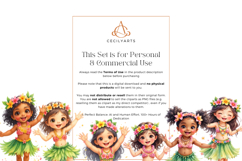 Watercolor Cute Hula Girl Cliparts Bundle Product Image 4