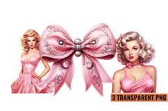 Watercolor Vintage Pin Up Christmas Girl Clipart , PNG Product Image 1