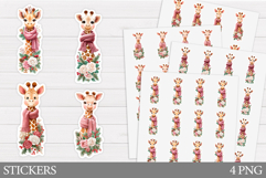Cute Giraffe Sticker Design. Christmas Sticker Printable Product Image 1