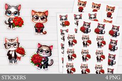 Cute Cat Sticker Design. Valentines Cat Sticker Printable Product Image 1