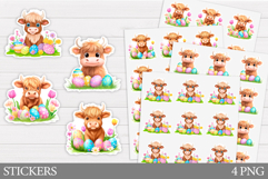 Easter Cow Sticker Design. Easter Sticker Printable Product Image 1