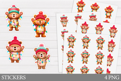 Christmas Bear Sticker Design. Christmas Sticker Printable Product Image 1