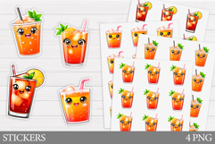Cute Cocktail Stickers Design. Cute Drink Sticker Printable Product Image 1