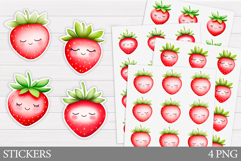 Cute Strawberry Stickers. Strawberry Sticker Printable Product Image 1