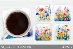Wildflowers Coaster Sublimation. Flowers Coaster Design Product Image 1