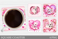 Cute Dog Coaster Design. Valentines Coaster Sublimation Product Image 1